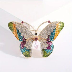Pretty Sparkling Colorful Large Butterfly Pin Brooch